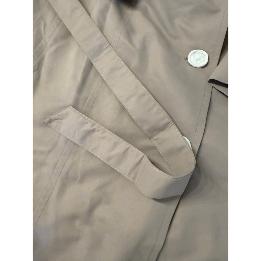 Dennis Basso 2X Faux Fur Collar Belted Coat Women's Taupe Lightweight NEW - Picture 4 of 13